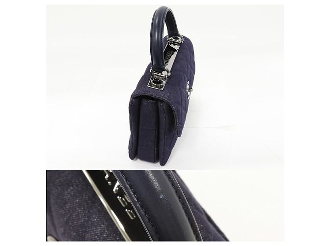 Chanel Denim Canvas Matelassé 2-Wege Tasche Blau - Ansicht 5