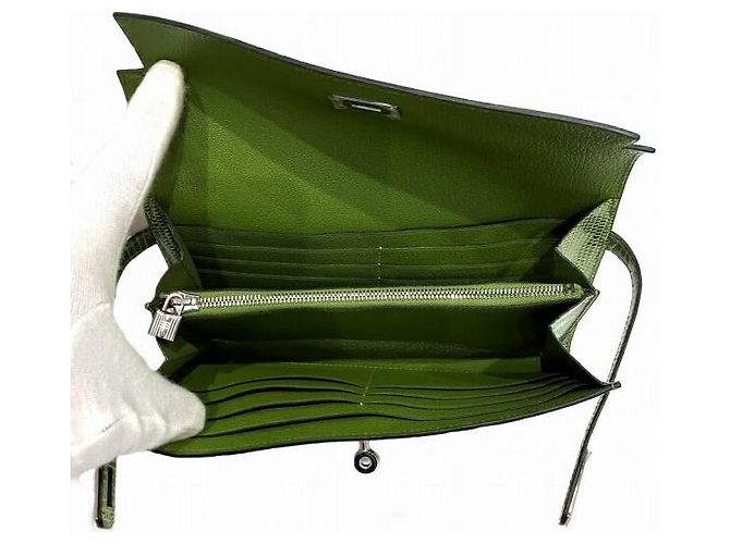 Hermès Hermes Kelly Wallet Lizard Bifold Green - view 2