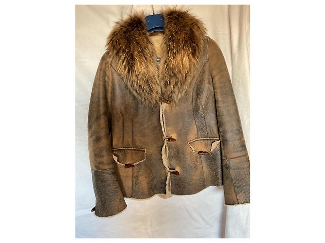 Autre Marque Lammfelljacke. Französische Herstellung Braun - Ansicht 2