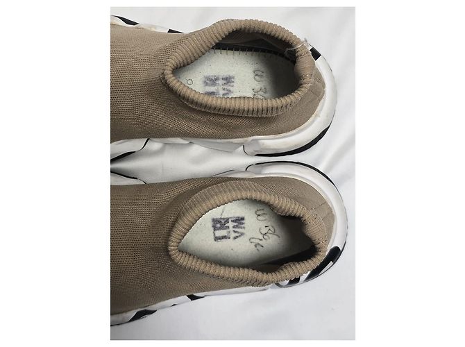 Baskets Speed Balenciaga avec logo de semelle en polyester beige Marron Rouge - vue 16