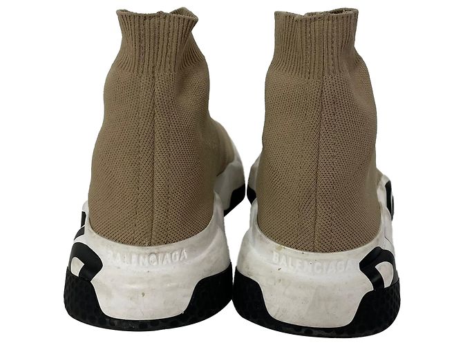 Baskets Speed Balenciaga avec logo de semelle en polyester beige Marron Rouge - vue 3