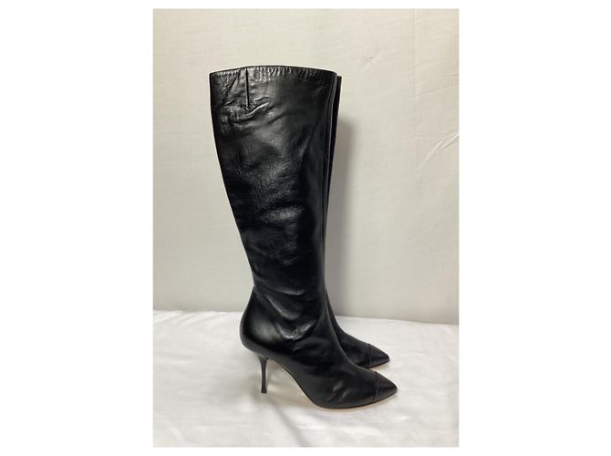 Stivali alti con zip e tacco in pelle nera di Giuseppe Zanotti Nero - vista 11