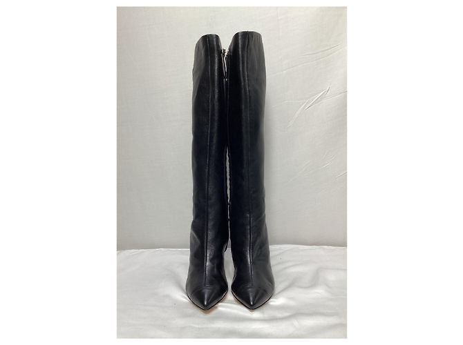 Stivali alti con zip e tacco in pelle nera di Giuseppe Zanotti Nero - vista 12