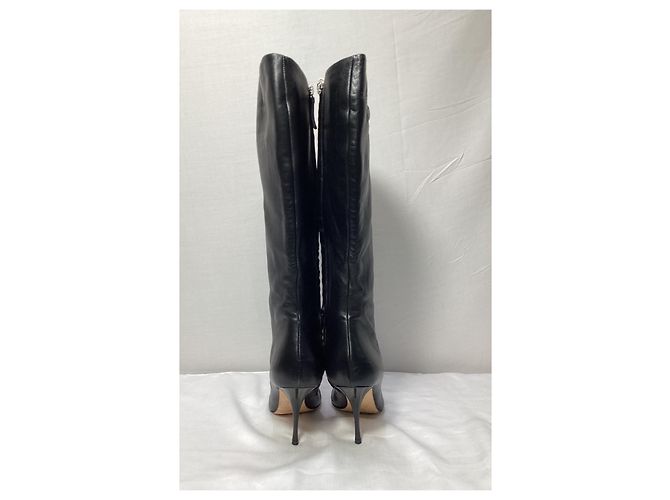 Stivali alti con zip e tacco in pelle nera di Giuseppe Zanotti Nero - vista 13