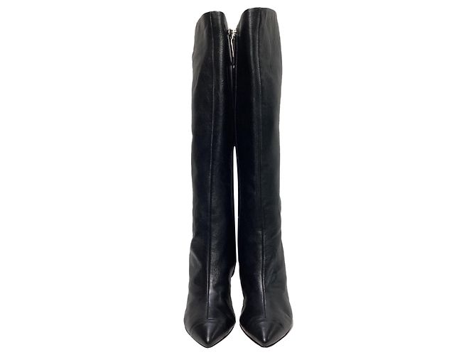 Stivali alti con zip e tacco in pelle nera di Giuseppe Zanotti Nero - vista 2