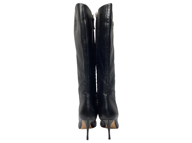 Stivali alti con zip e tacco in pelle nera di Giuseppe Zanotti Nero - vista 3