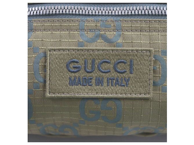 Belt bag in pelle e nylon ripstop GG di Gucci Verde - vista 8