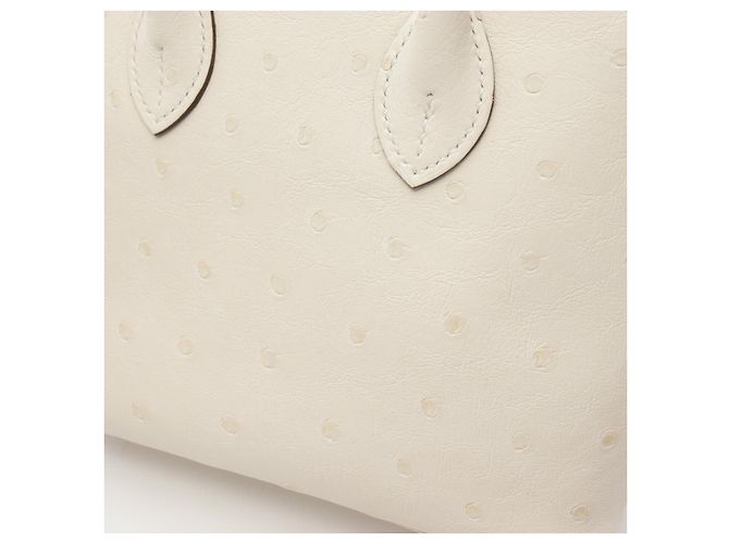 Hermès Sac à main mini en autruche Hermes Bolide 1923 Blanc - vue 8