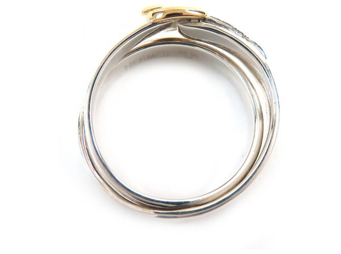 Hermès Hermes Double Belt Ring SV925 750 Silver Gold Silvery - view 6