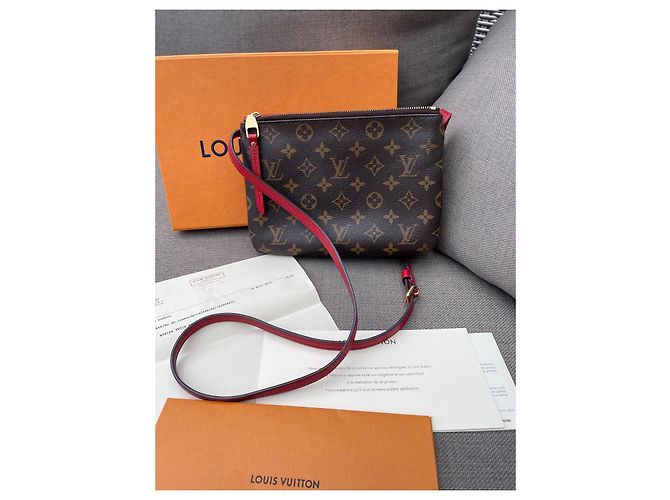 Louis Vuitton borsa a tracolla Twice marrone rossa tela Rosso - vista 5