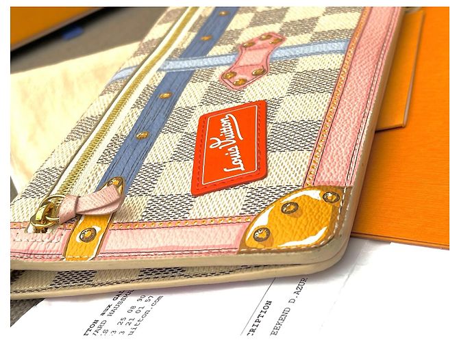 Louis Vuitton Pochette Summer Trunks Damier Azur Beige - vista 7