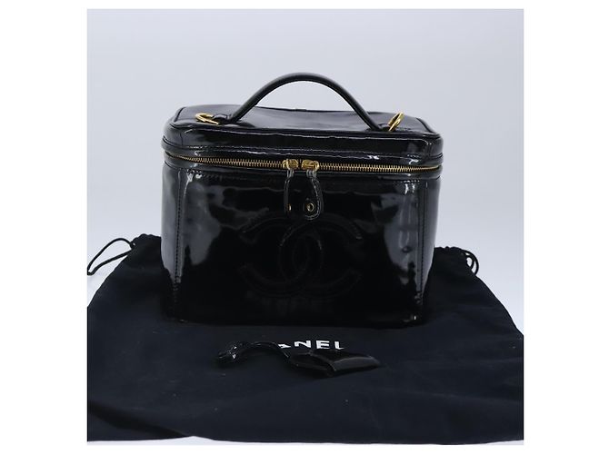 CHANEL Vanity Pouch Smalto Nero Oro CC Auth bs20242 D'oro - vista 12