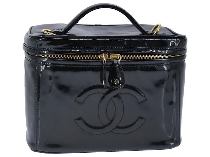 CHANEL Vanity Pouch Smalto Nero Oro CC Auth bs20242 D'oro - vista 13