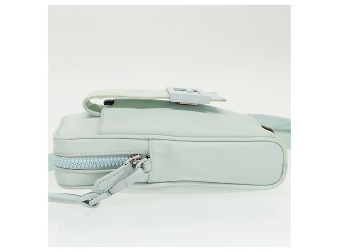 FENDI Schultertasche aus Nylon Hellblau Silber Authentisch bs19694 - Ansicht 4
