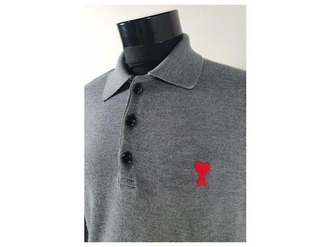 Ami de Cœur Woll-Polohemd Pullover grau - Ansicht 3