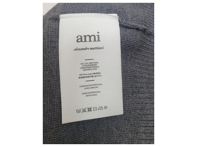 Ami de Cœur Woll-Polohemd Pullover grau - Ansicht 7