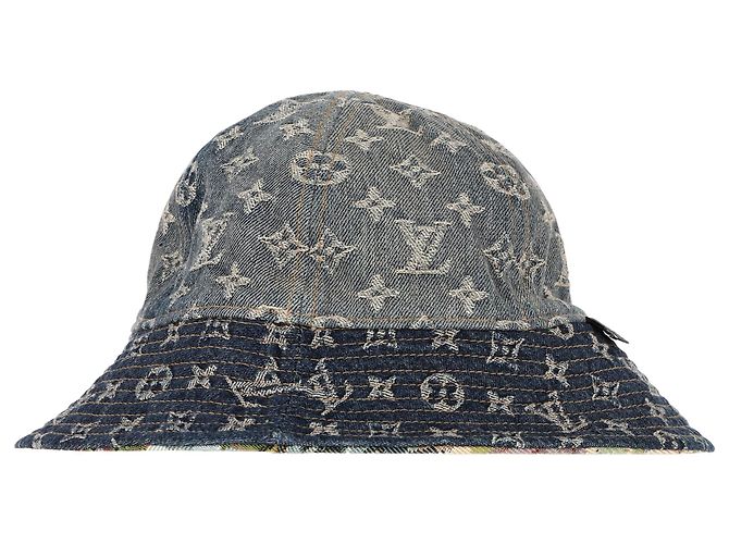 Cappello bucket reversibile in arazzo Monogram Louis Vuitton in denim blu Blu chiaro - vista 2