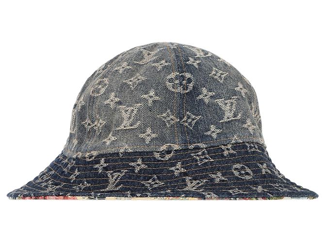 Cappello bucket reversibile in arazzo Monogram Louis Vuitton in denim blu Blu chiaro - vista 3