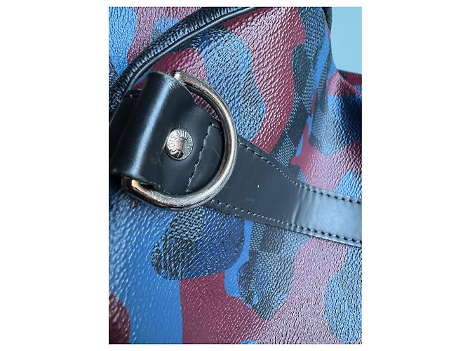 Abbesses Louis Vuitton Keepall 45 camouflage Damier Rosso Multicolore Blu scuro - vista 11