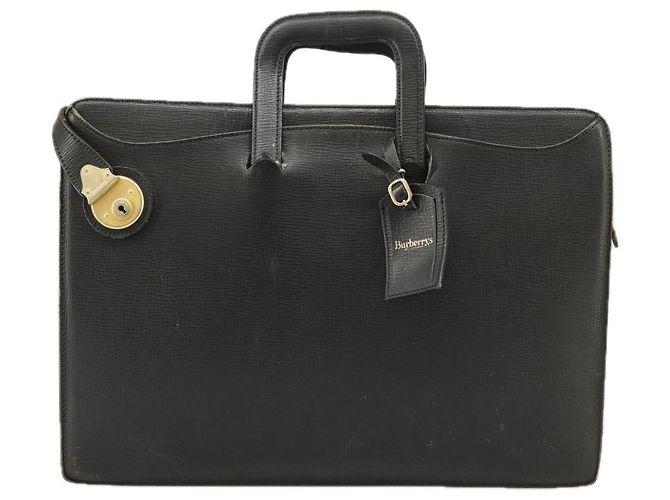 Autre Marque Borsa da lavoro Burberrys in pelle nera e oro Auth ti2374 Nero D'oro - vista 13