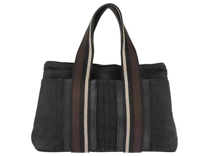 Troca Hermès HERMES Horizontale PM Handtasche aus schwarzem Canvas mit Silber authentisch kk380 - Ansicht 13