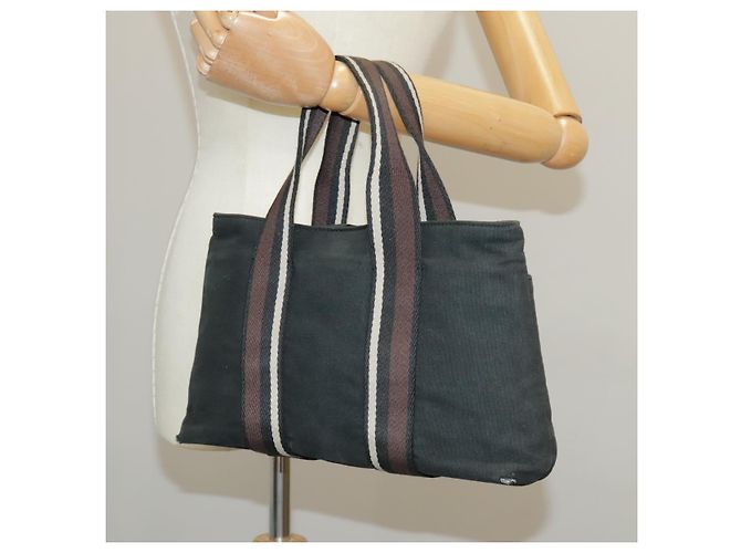 Troca Hermès HERMES Horizontale PM Handtasche aus schwarzem Canvas mit Silber authentisch kk380 - Ansicht 25
