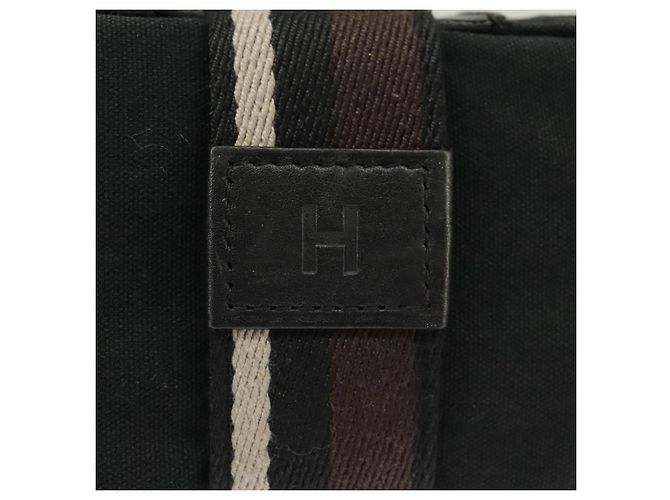 Troca Hermès HERMES Horizontale PM Handtasche aus schwarzem Canvas mit Silber authentisch kk380 - Ansicht 6