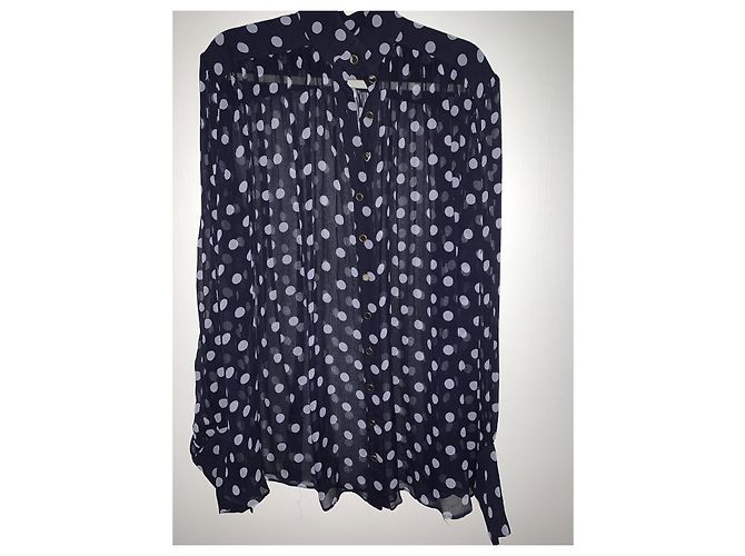 Blusa Zimmermann in seta a pois blu navy - vista 2