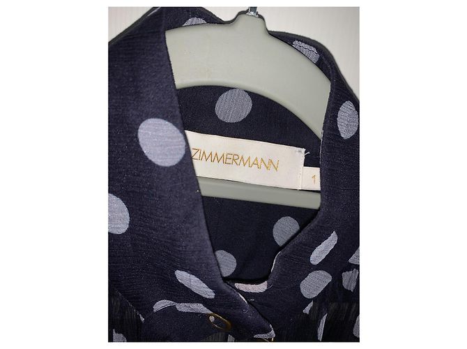 Blusa Zimmermann in seta a pois blu navy - vista 4