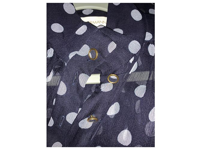 Blusa Zimmermann in seta a pois blu navy - vista 5