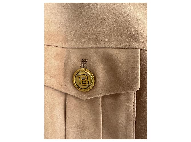 Balmain Jacke aus Hirschleder Beige - Ansicht 4