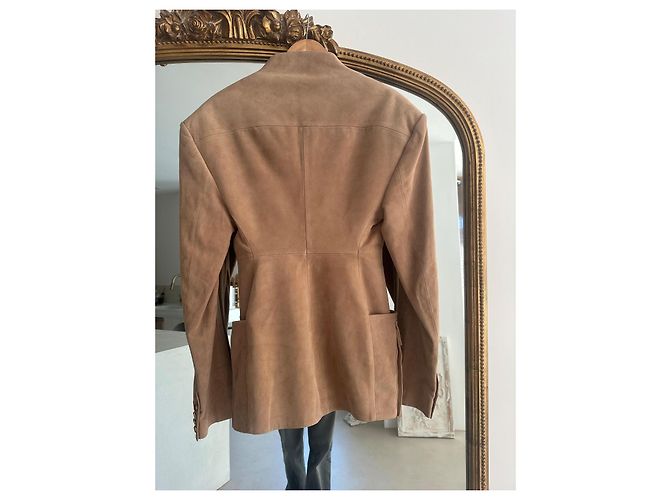 Balmain Jacke aus Hirschleder Beige - Ansicht 6