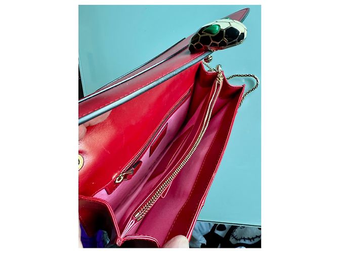 Borsa a mano Bulgari Serpenti in pelliccia rossa Rosso - vista 10