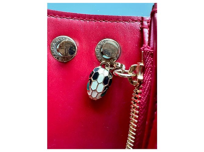Borsa a mano Bulgari Serpenti in pelliccia rossa Rosso - vista 6