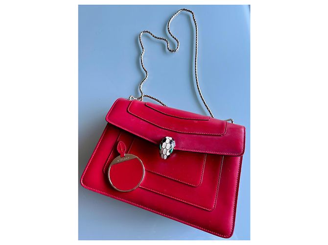 Borsa a mano Bulgari Serpenti in pelliccia rossa Rosso - vista 7