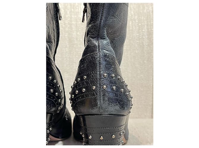 Botas de tobillo PRADA T.EU 38.5 Cuero Negro - vista 6