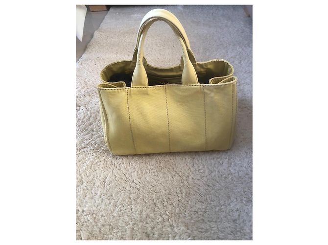 Borsa tote in denim Canapa gialla di Prada Giallo - vista 6