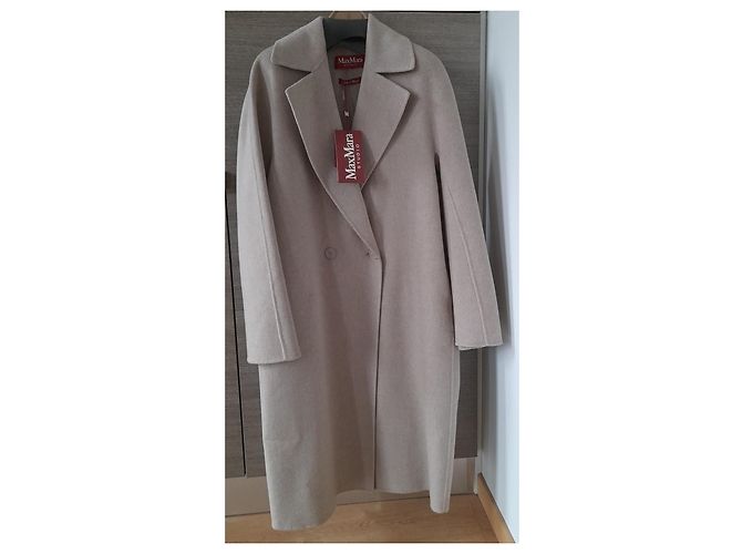 Abrigo Max Mara Studio de Cachemira y Lino Beige Rosado - vista 2