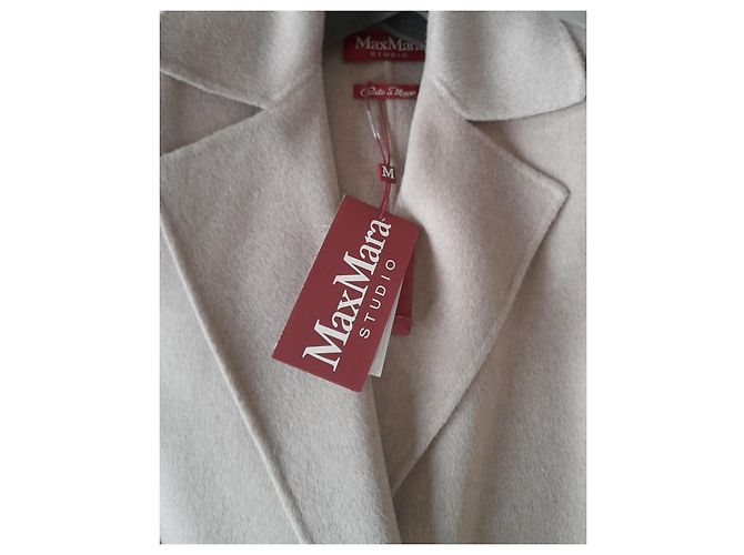 Abrigo Max Mara Studio de Cachemira y Lino Beige Rosado - vista 6
