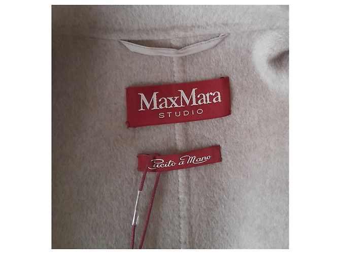 Abrigo Max Mara Studio de Cachemira y Lino Beige Rosado - vista 7