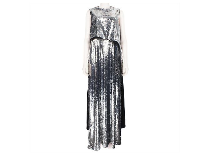Stella Mc Cartney Stella McCartney Sequin Front Double-Layer Dress Black Silver hardware - view 2
