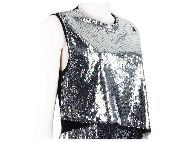 Stella Mc Cartney Stella McCartney Sequin Front Double-Layer Dress Black Silver hardware - view 7
