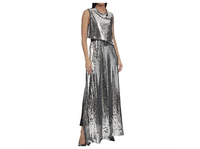 Stella Mc Cartney Stella McCartney Sequin Front Double-Layer Dress Black Silver hardware - view 9