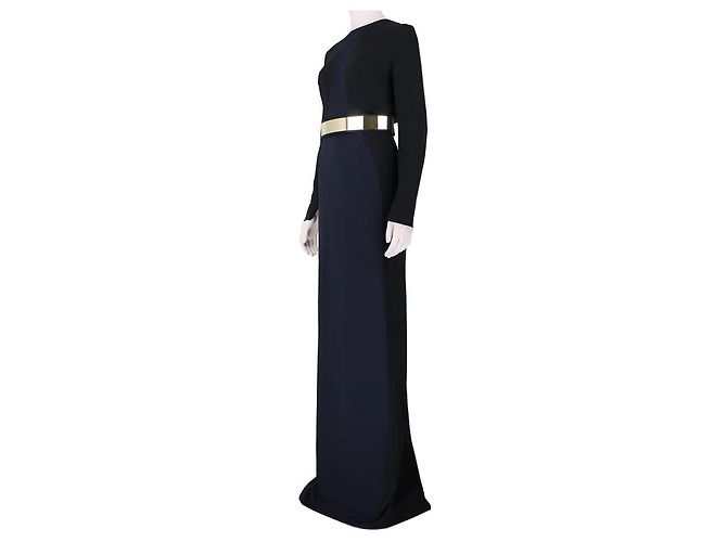 Stella Mc Cartney Schwarzes Mitternachtsblaues langes Kleid mit Gürtel von Stella McCartney - Ansicht 2
