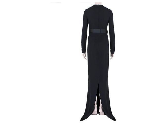 Stella Mc Cartney Schwarzes Mitternachtsblaues langes Kleid mit Gürtel von Stella McCartney - Ansicht 4