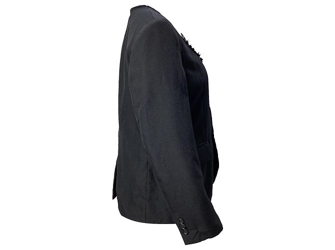 Comme Des Garcons Fransige Jacke Comme des Garçons aus schwarzer Wolle - Ansicht 3