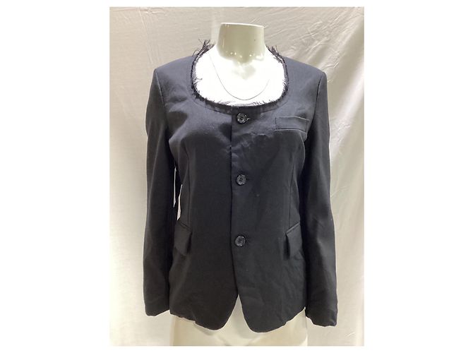 Comme Des Garcons Fransige Jacke Comme des Garçons aus schwarzer Wolle - Ansicht 7