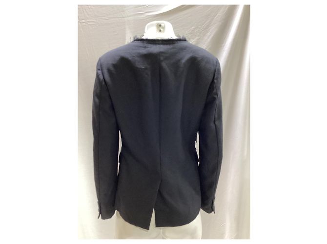 Comme Des Garcons Fransige Jacke Comme des Garçons aus schwarzer Wolle - Ansicht 8