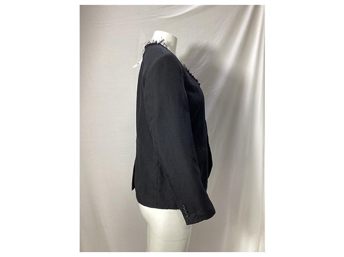 Comme Des Garcons Fransige Jacke Comme des Garçons aus schwarzer Wolle - Ansicht 9