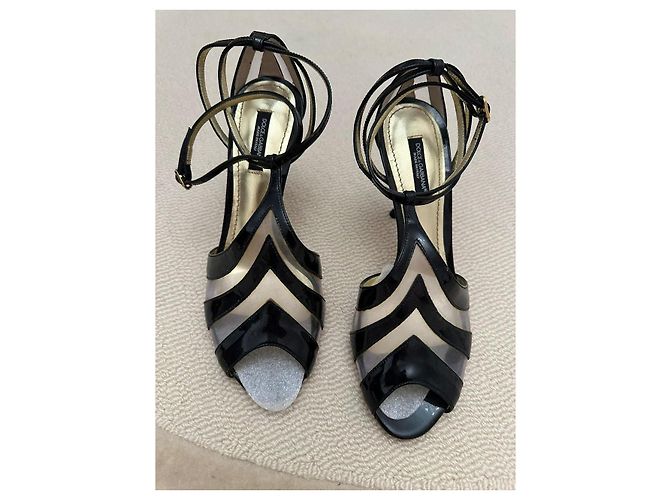 Sandali con tacco Dolce & Gabbana in pelle nera Nero - vista 6